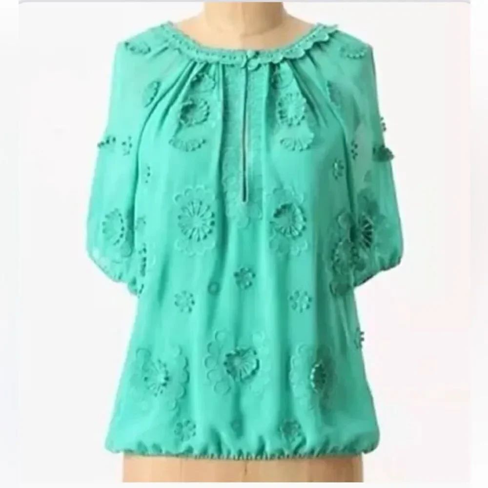 Anthropologie Leifsnote Embroidered Wildflower Blouse NWT